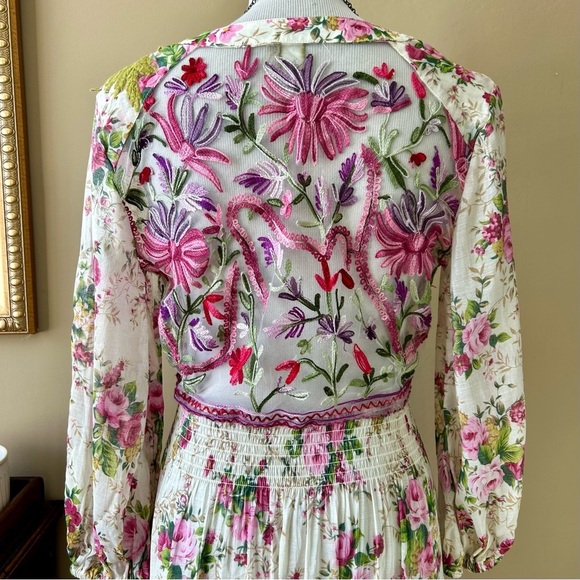 Aratta Silvent Journey Softness Floral Embroidered Maxi Dress V-Neck Size S - Picture 9 of 12